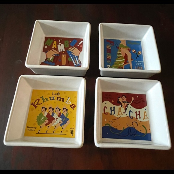 Vintage Set of 4 Latin dances Pottery Bran serving dishes Latin dances graphics. - Picture 2 of 13
